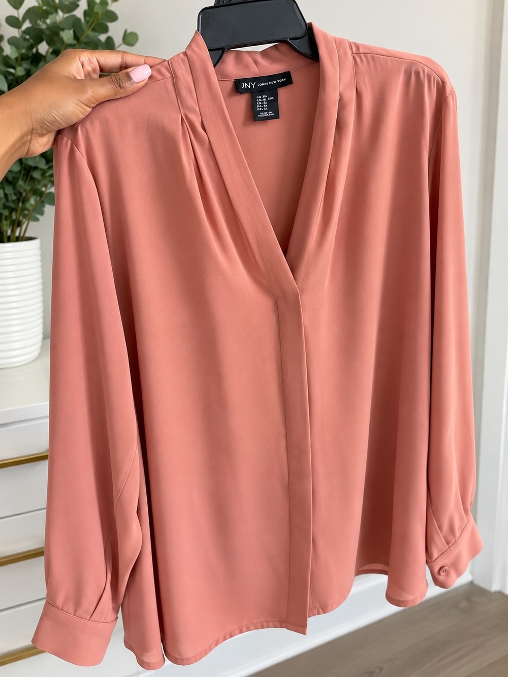 JNY Jones New York Women’s Dusty Rose Long Sleeve Blouse – Size XL - Picture 4 of 10